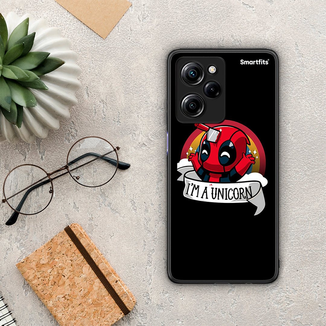 Θήκη Xiaomi Poco X5 Pro 5G Dual Unicorn Deadpool από τη Smartfits με σχέδιο στο πίσω μέρος και μαύρο περίβλημα | Xiaomi Poco X5 Pro 5G Dual Unicorn Deadpool Case with Colorful Back and Black Bezels