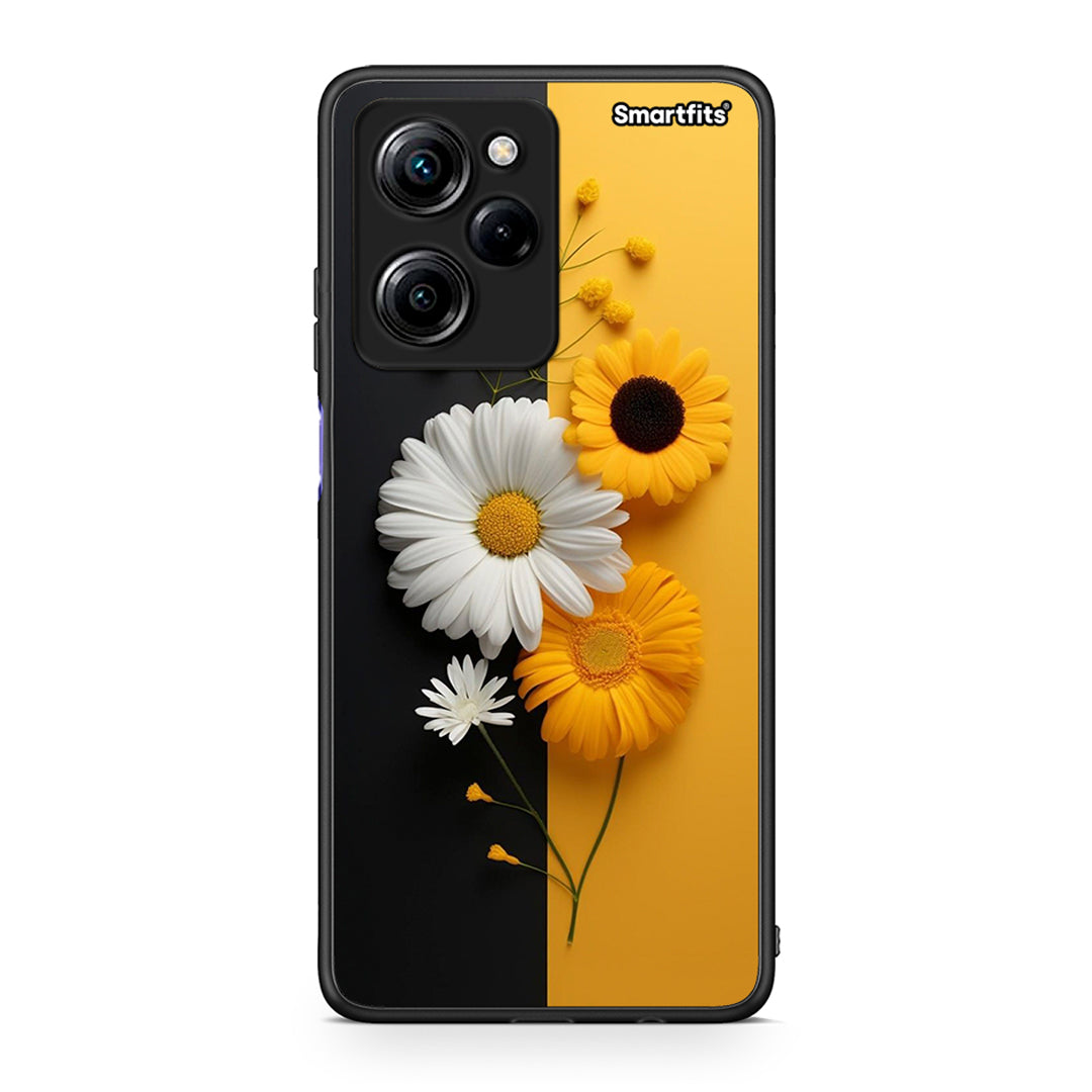 Θήκη Xiaomi Poco X5 Pro 5G Dual Yellow Daisies από τη Smartfits με σχέδιο στο πίσω μέρος και μαύρο περίβλημα | Xiaomi Poco X5 Pro 5G Dual Yellow Daisies Case with Colorful Back and Black Bezels