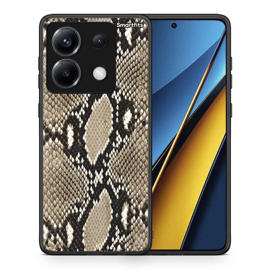 Θήκη Xiaomi Poco X6 Fashion Snake Animal από τη Smartfits με σχέδιο στο πίσω μέρος και μαύρο περίβλημα | Xiaomi Poco X6 Fashion Snake Animal case with colorful back and black bezels