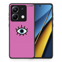 Thumbnail for Θήκη Xiaomi Poco X6 Blue Eye Pink από τη Smartfits με σχέδιο στο πίσω μέρος και μαύρο περίβλημα | Xiaomi Poco X6 Blue Eye Pink case with colorful back and black bezels