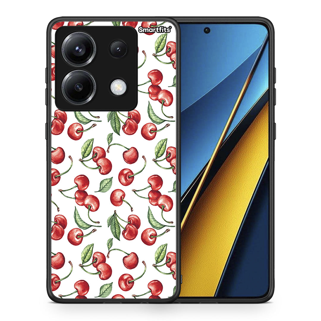 Θήκη Xiaomi Poco X6 Cherry Summer από τη Smartfits με σχέδιο στο πίσω μέρος και μαύρο περίβλημα | Xiaomi Poco X6 Cherry Summer case with colorful back and black bezels