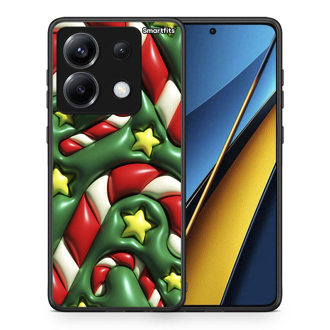 Θήκη Xiaomi Poco X6 Christmas Bubbles από τη Smartfits με σχέδιο στο πίσω μέρος και μαύρο περίβλημα | Xiaomi Poco X6 Christmas Bubbles case with colorful back and black bezels