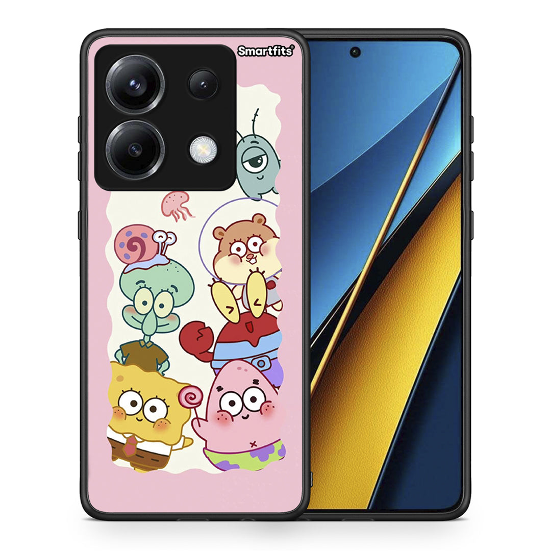 Θήκη Xiaomi Poco X6 Cute Companion από τη Smartfits με σχέδιο στο πίσω μέρος και μαύρο περίβλημα | Xiaomi Poco X6 Cute Companion case with colorful back and black bezels