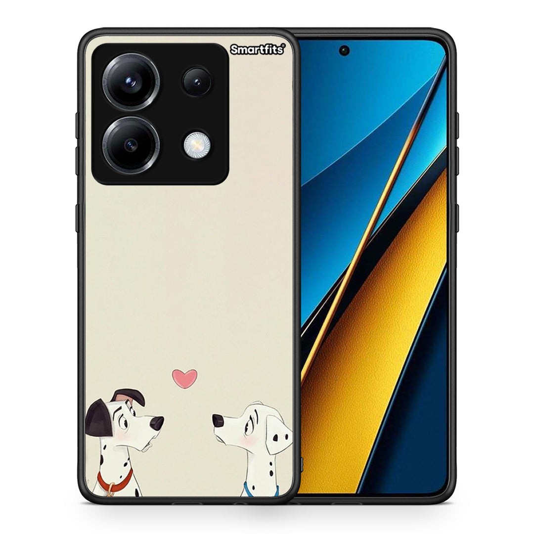 Θήκη Xiaomi Poco X6 Dalmatians Love από τη Smartfits με σχέδιο στο πίσω μέρος και μαύρο περίβλημα | Xiaomi Poco X6 Dalmatians Love case with colorful back and black bezels