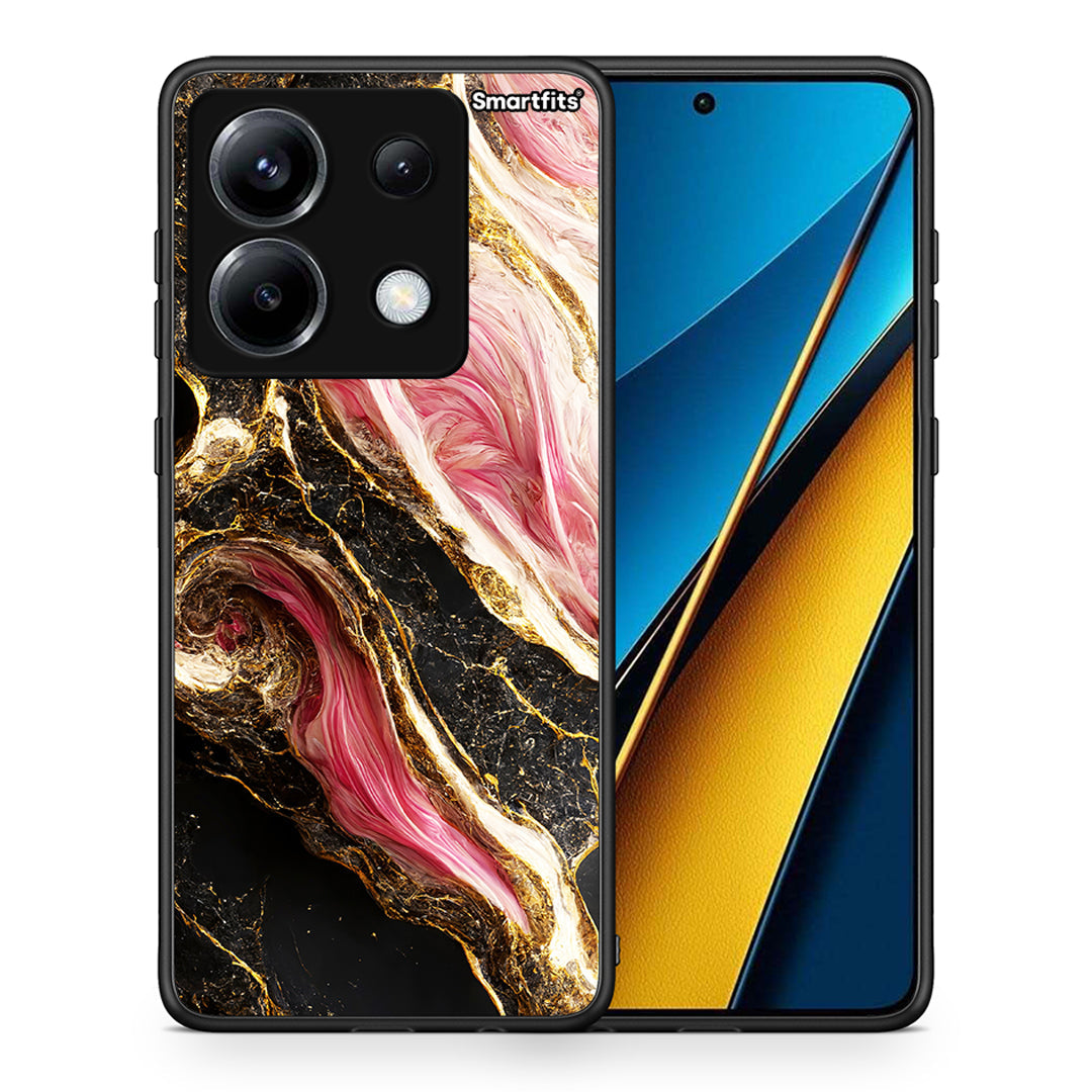 Θήκη Xiaomi Poco X6 Glamorous Pink Marble από τη Smartfits με σχέδιο στο πίσω μέρος και μαύρο περίβλημα | Xiaomi Poco X6 Glamorous Pink Marble case with colorful back and black bezels