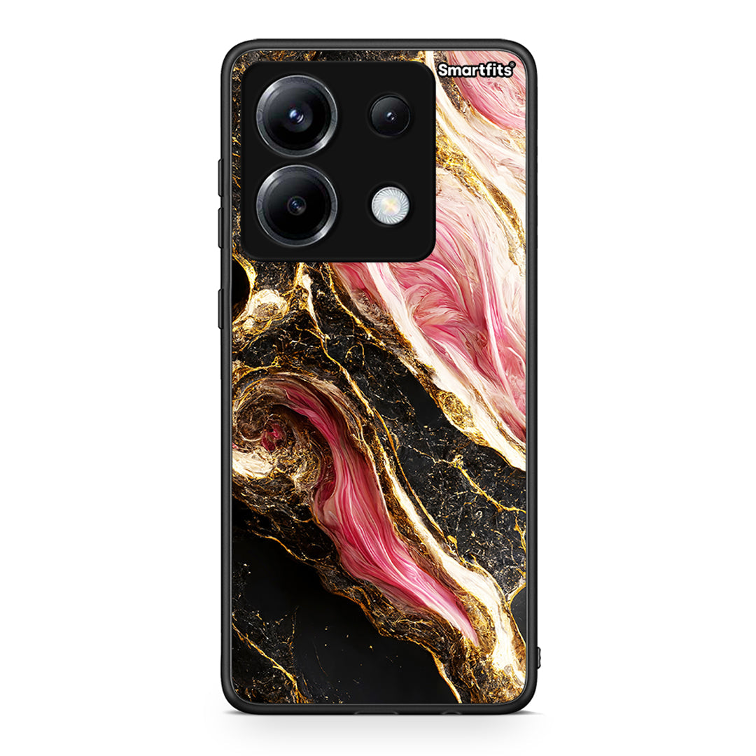 Xiaomi Poco X6 Glamorous Pink Marble θήκη από τη Smartfits με σχέδιο στο πίσω μέρος και μαύρο περίβλημα | Smartphone case with colorful back and black bezels by Smartfits