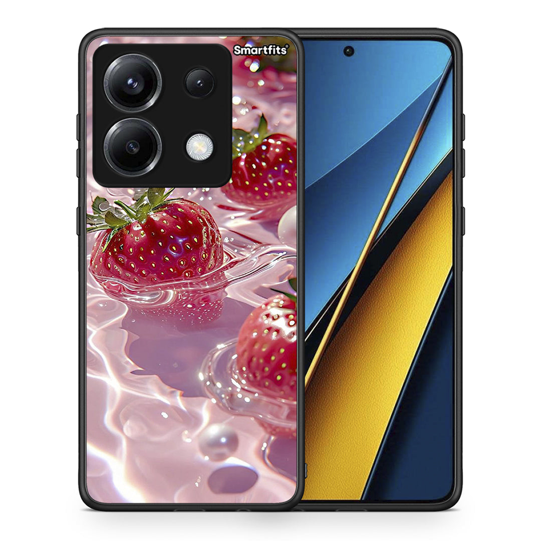 Θήκη Xiaomi Poco X6 Juicy Strawberries από τη Smartfits με σχέδιο στο πίσω μέρος και μαύρο περίβλημα | Xiaomi Poco X6 Juicy Strawberries case with colorful back and black bezels