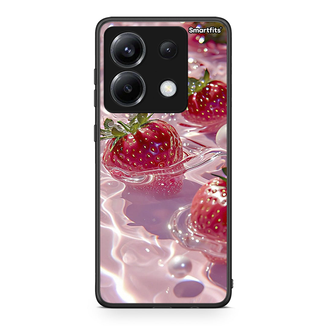 Xiaomi Poco X6 Juicy Strawberries θήκη από τη Smartfits με σχέδιο στο πίσω μέρος και μαύρο περίβλημα | Smartphone case with colorful back and black bezels by Smartfits