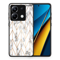 Thumbnail for Θήκη Xiaomi Poco X6 Gold Geometric Marble από τη Smartfits με σχέδιο στο πίσω μέρος και μαύρο περίβλημα | Xiaomi Poco X6 Gold Geometric Marble case with colorful back and black bezels