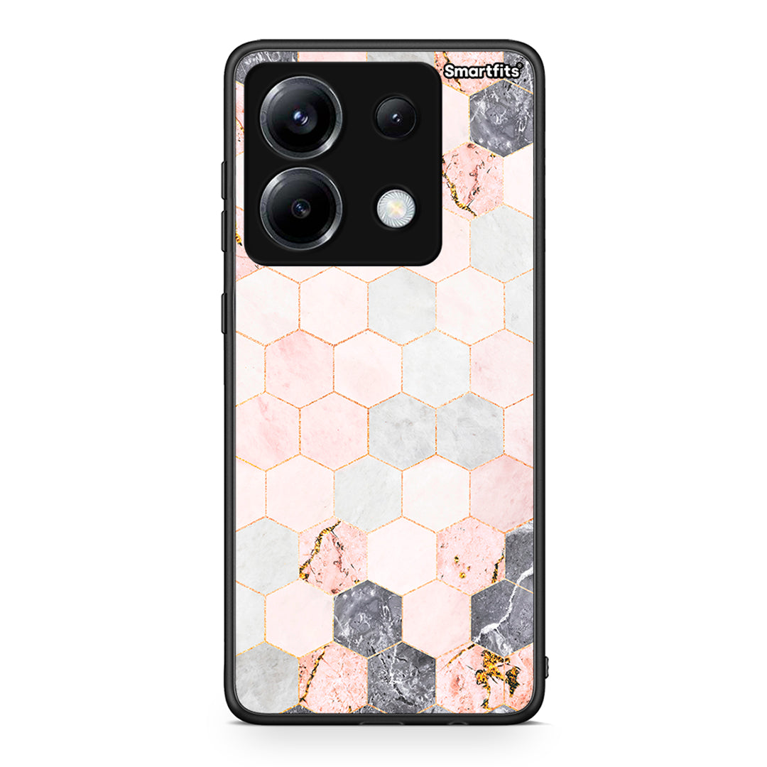 4 - Xiaomi Poco X6 Hexagon Pink Marble case, cover, bumper