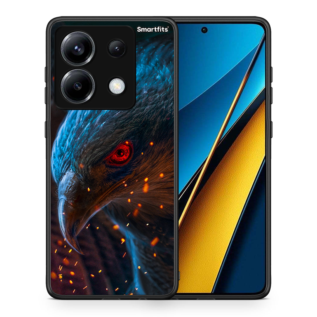 Θήκη Xiaomi Poco X6 Eagle PopArt από τη Smartfits με σχέδιο στο πίσω μέρος και μαύρο περίβλημα | Xiaomi Poco X6 Eagle PopArt case with colorful back and black bezels