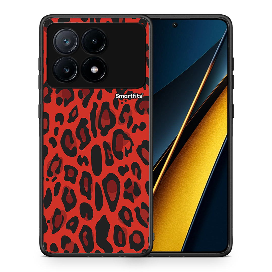 Θήκη Xiaomi Poco X6 Pro 5G Red Leopard Animal από τη Smartfits με σχέδιο στο πίσω μέρος και μαύρο περίβλημα | Xiaomi Poco X6 Pro 5G Red Leopard Animal case with colorful back and black bezels