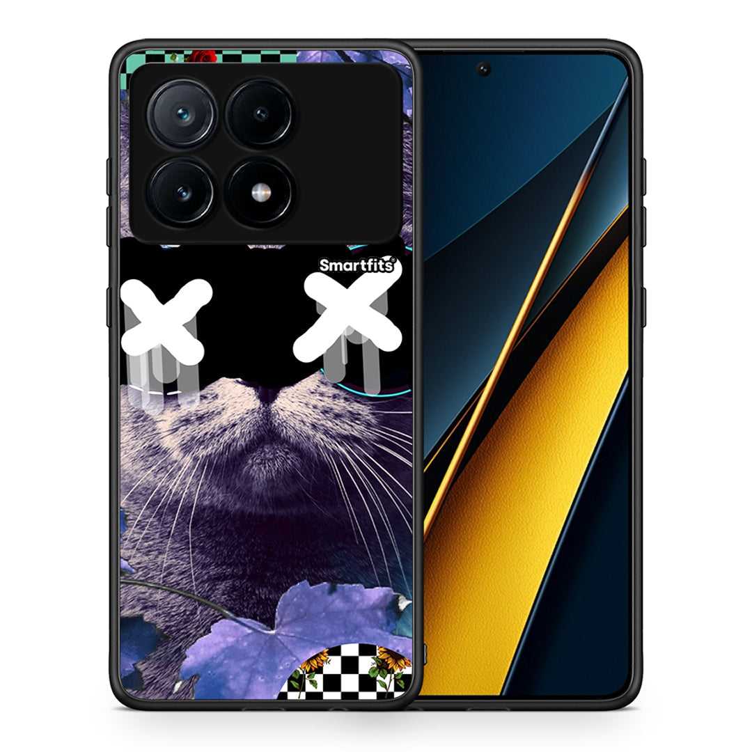 Θήκη Xiaomi Poco X6 Pro 5G Cat Collage από τη Smartfits με σχέδιο στο πίσω μέρος και μαύρο περίβλημα | Xiaomi Poco X6 Pro 5G Cat Collage case with colorful back and black bezels