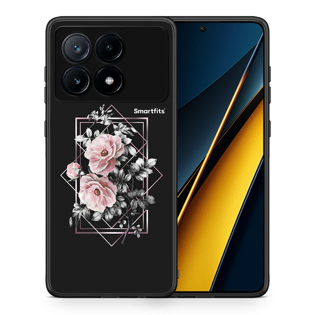 Θήκη Xiaomi Poco X6 Pro 5G Frame Flower από τη Smartfits με σχέδιο στο πίσω μέρος και μαύρο περίβλημα | Xiaomi Poco X6 Pro 5G Frame Flower case with colorful back and black bezels
