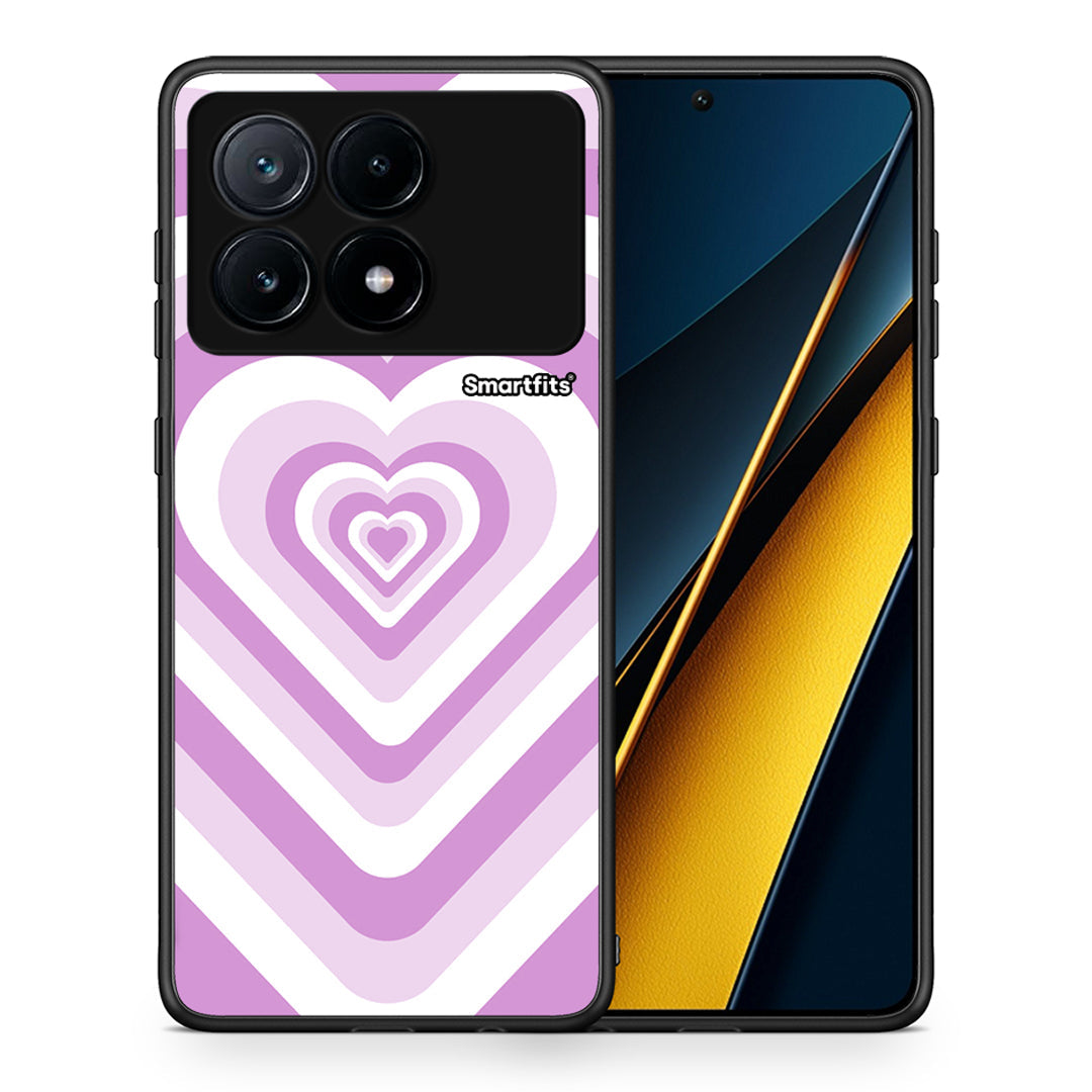 Θήκη Xiaomi Poco X6 Pro 5G Lilac Hearts από τη Smartfits με σχέδιο στο πίσω μέρος και μαύρο περίβλημα | Xiaomi Poco X6 Pro 5G Lilac Hearts case with colorful back and black bezels