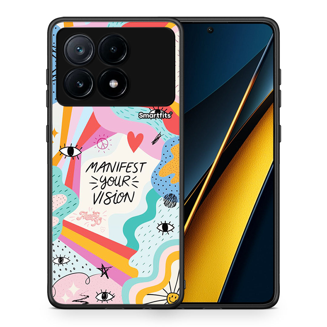 Θήκη Xiaomi Poco X6 Pro 5G Manifest Your Vision από τη Smartfits με σχέδιο στο πίσω μέρος και μαύρο περίβλημα | Xiaomi Poco X6 Pro 5G Manifest Your Vision case with colorful back and black bezels