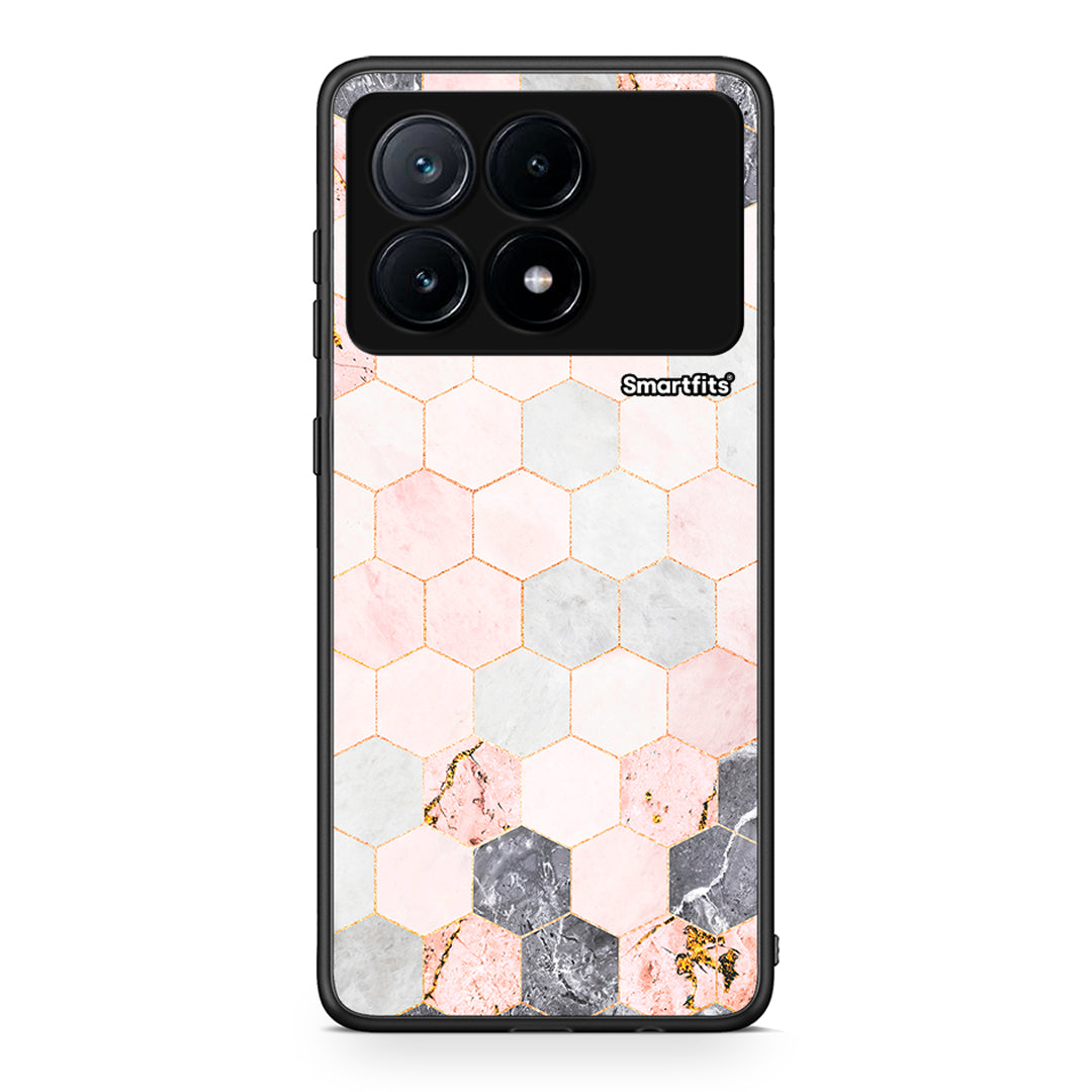 4 - Xiaomi Poco X6 Pro 5G Hexagon Pink Marble case, cover, bumper