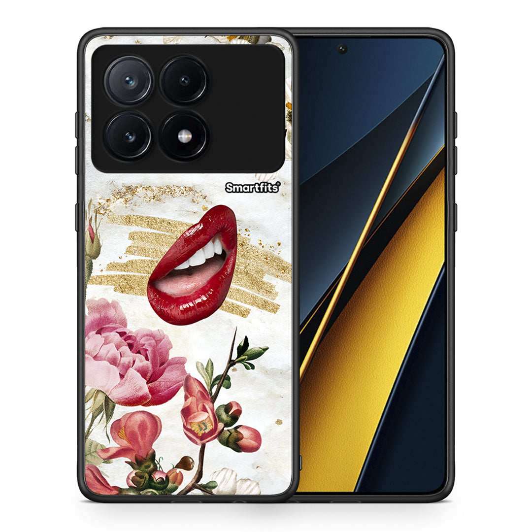 Θήκη Xiaomi Poco X6 Pro 5G Red Lips από τη Smartfits με σχέδιο στο πίσω μέρος και μαύρο περίβλημα | Xiaomi Poco X6 Pro 5G Red Lips case with colorful back and black bezels