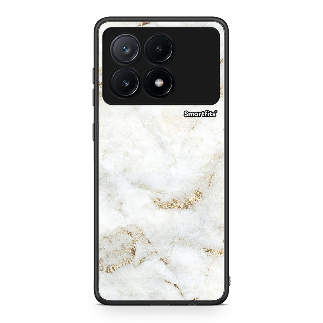 Xiaomi Poco X6 Pro 5G White Gold Marble θήκη από τη Smartfits με σχέδιο στο πίσω μέρος και μαύρο περίβλημα | Smartphone case with colorful back and black bezels by Smartfits