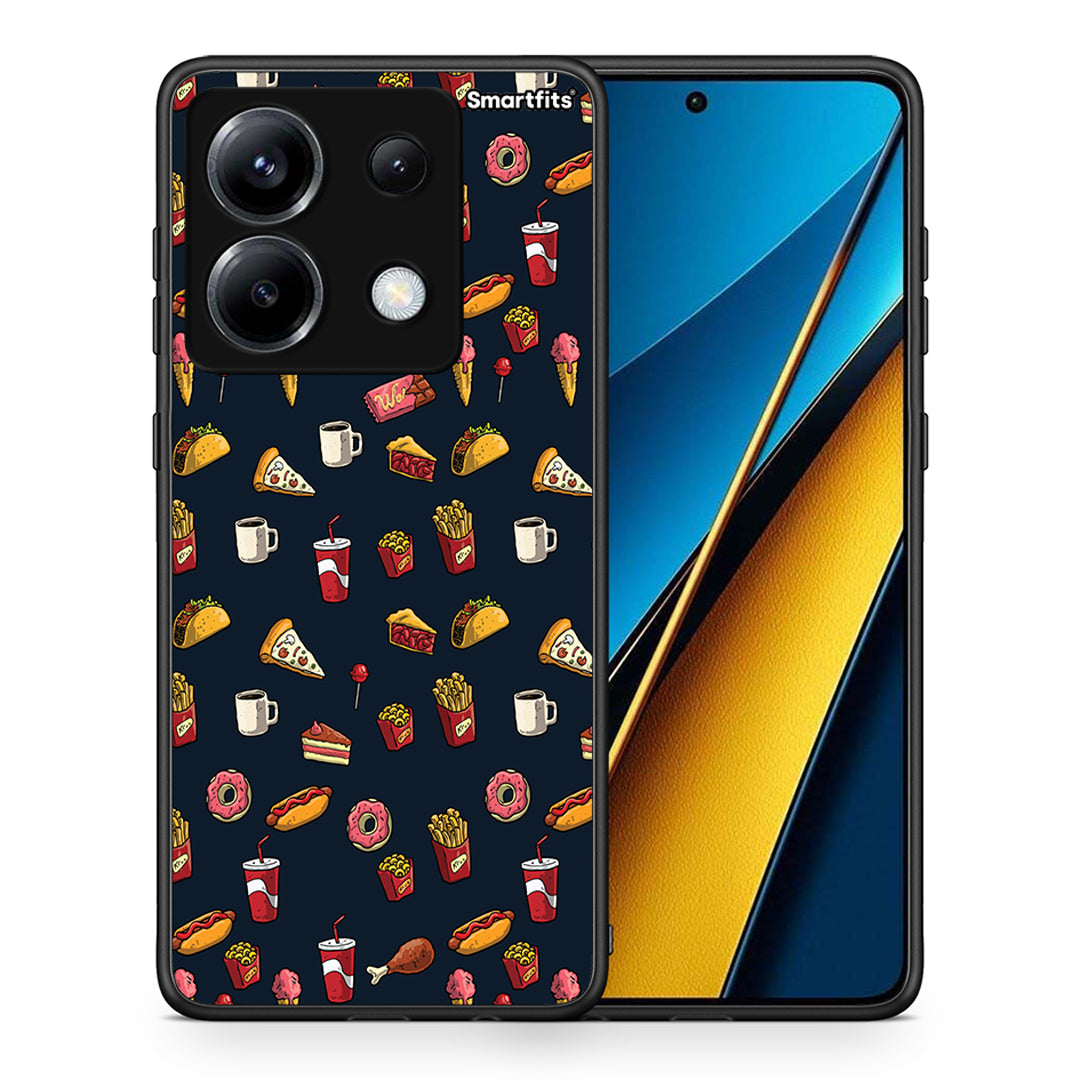 Θήκη Xiaomi Poco X6 Hungry Random από τη Smartfits με σχέδιο στο πίσω μέρος και μαύρο περίβλημα | Xiaomi Poco X6 Hungry Random case with colorful back and black bezels