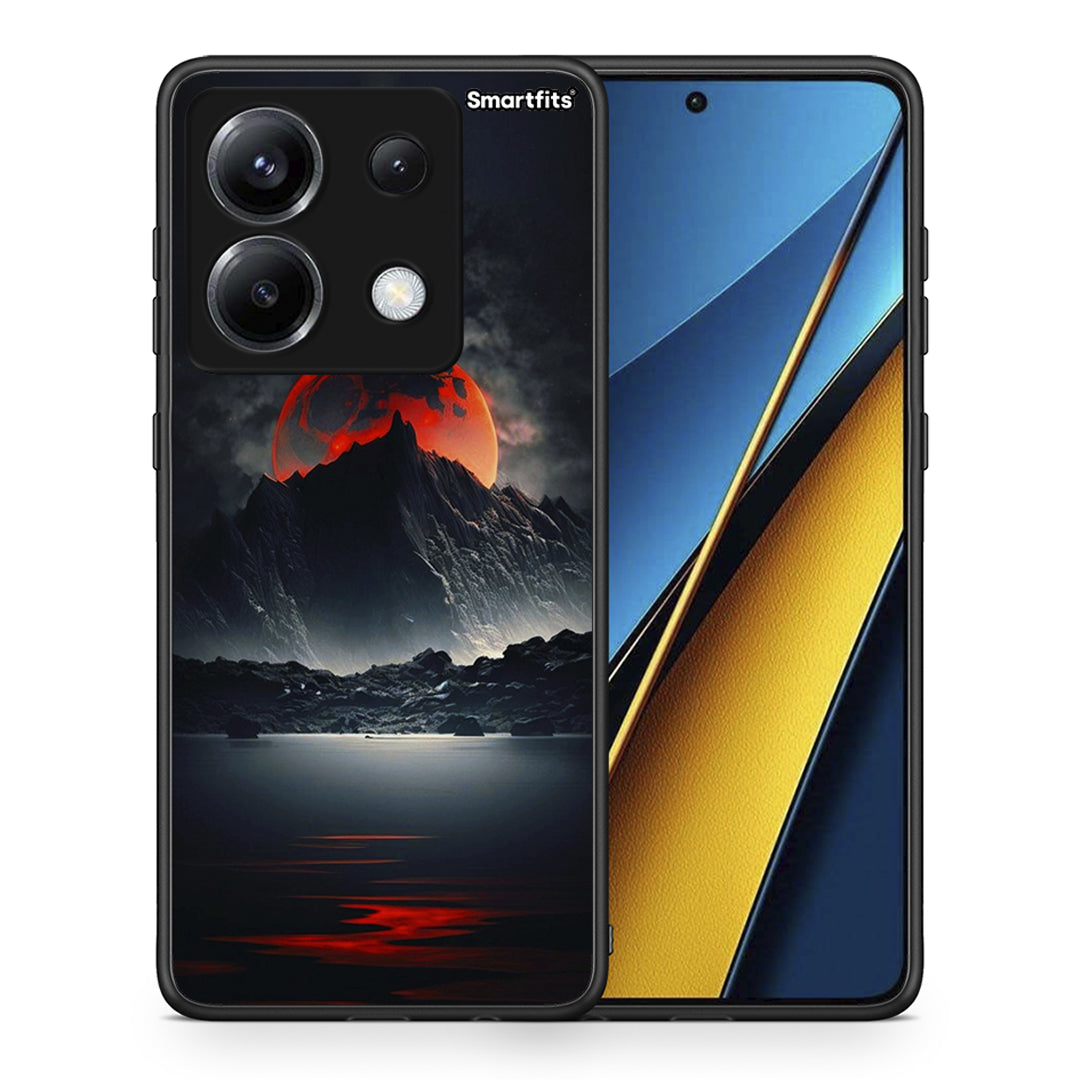 Θήκη Xiaomi Poco X6 Red Full Moon από τη Smartfits με σχέδιο στο πίσω μέρος και μαύρο περίβλημα | Xiaomi Poco X6 Red Full Moon case with colorful back and black bezels