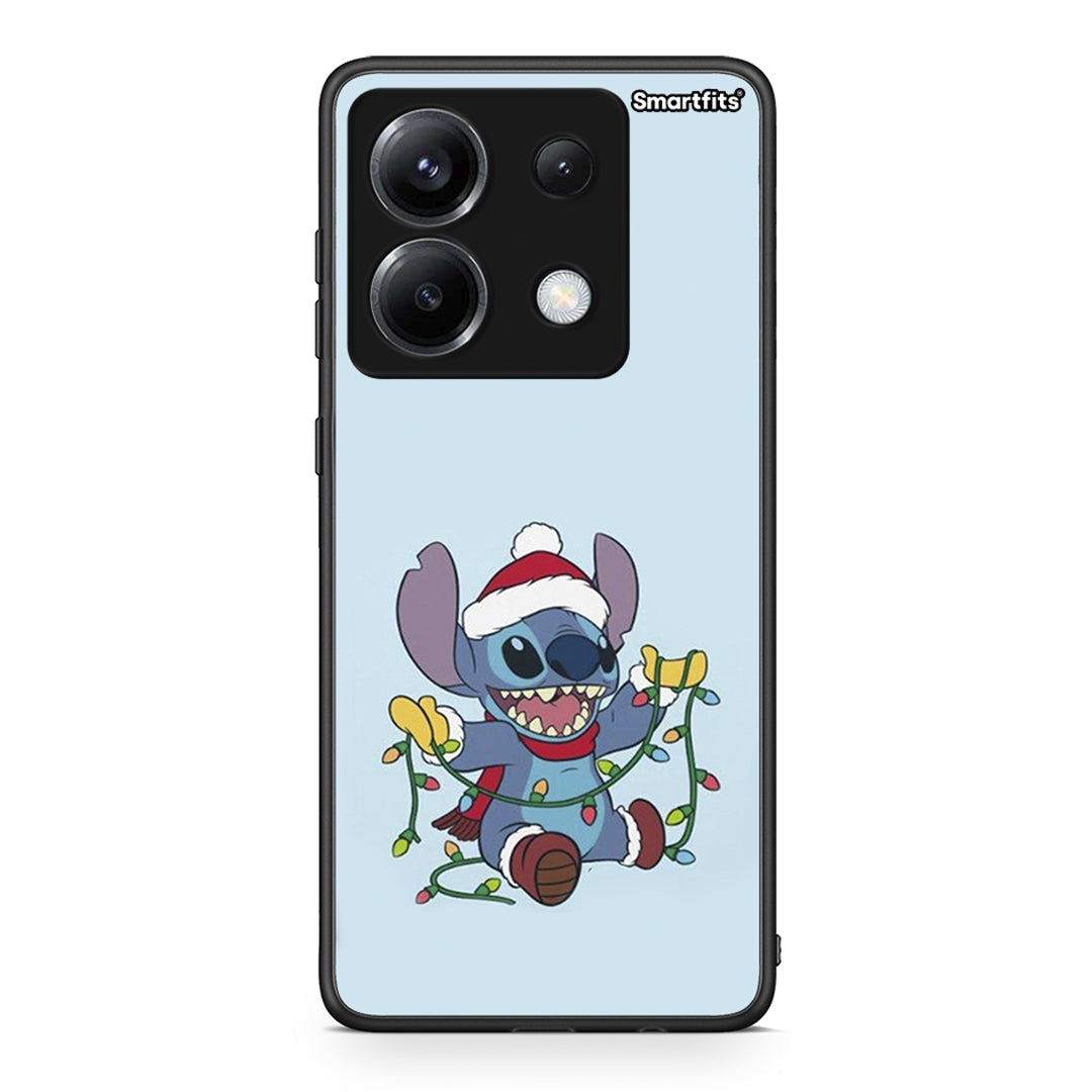 Xiaomi Poco X6 Santa Stich θήκη από τη Smartfits με σχέδιο στο πίσω μέρος και μαύρο περίβλημα | Smartphone case with colorful back and black bezels by Smartfits