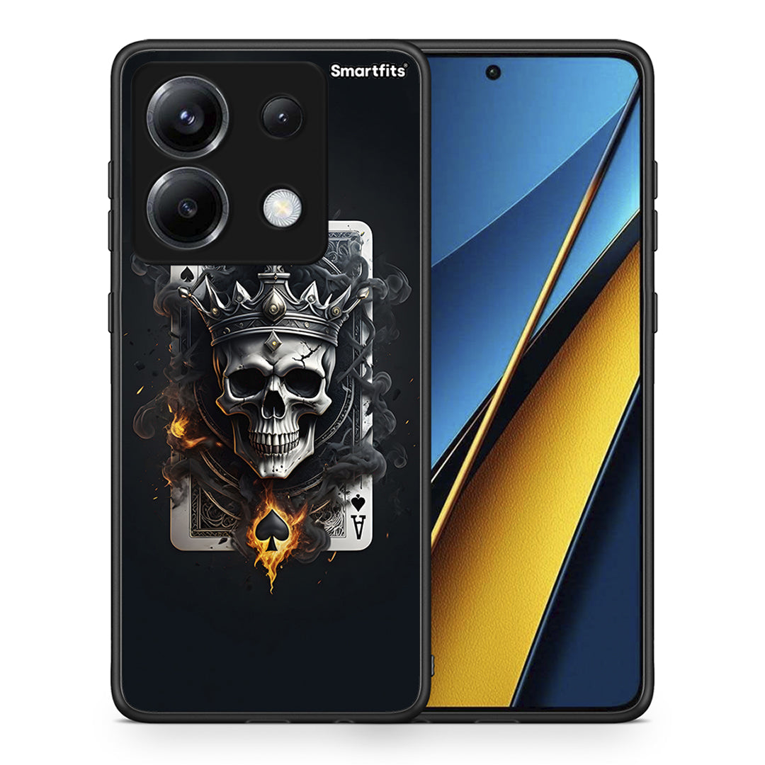 Θήκη Xiaomi Poco X6 Skull King Ace από τη Smartfits με σχέδιο στο πίσω μέρος και μαύρο περίβλημα | Xiaomi Poco X6 Skull King Ace case with colorful back and black bezels