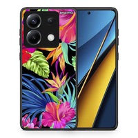 Thumbnail for Θήκη Xiaomi Poco X6 Tropical Flowers από τη Smartfits με σχέδιο στο πίσω μέρος και μαύρο περίβλημα | Xiaomi Poco X6 Tropical Flowers case with colorful back and black bezels