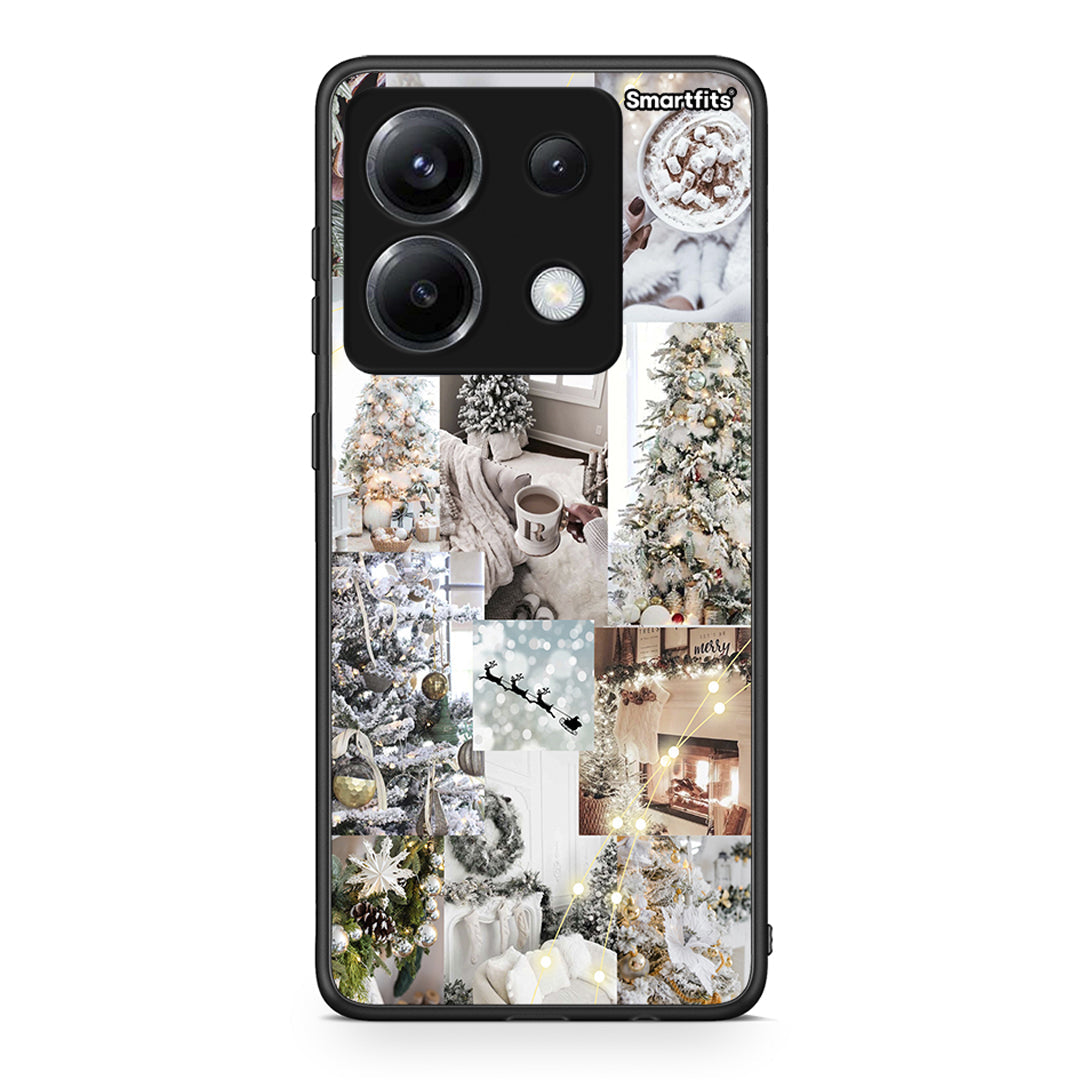 Xiaomi Poco X6 White Christmas θήκη από τη Smartfits με σχέδιο στο πίσω μέρος και μαύρο περίβλημα | Smartphone case with colorful back and black bezels by Smartfits