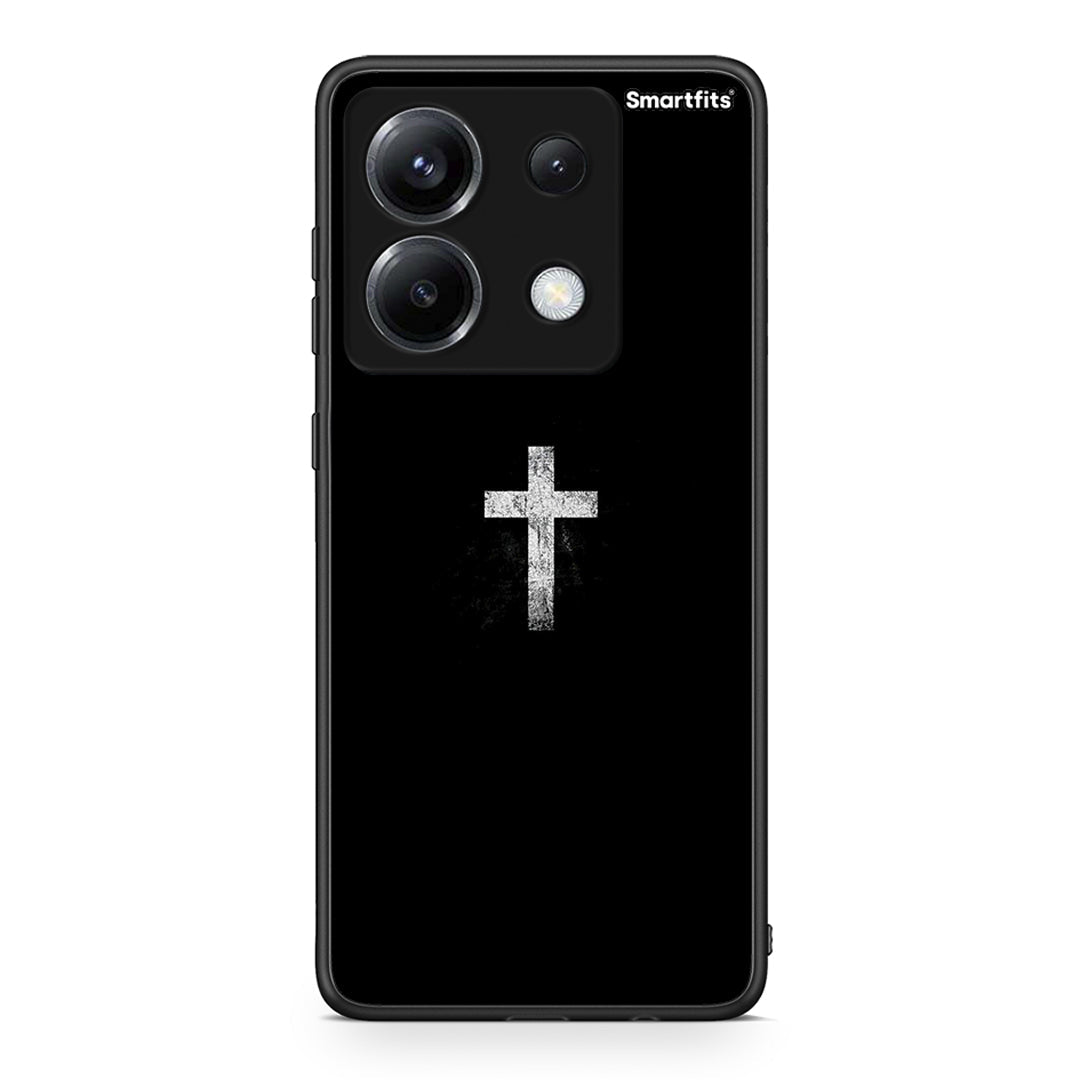 Xiaomi Poco X6 White Cross θήκη από τη Smartfits με σχέδιο στο πίσω μέρος και μαύρο περίβλημα | Smartphone case with colorful back and black bezels by Smartfits