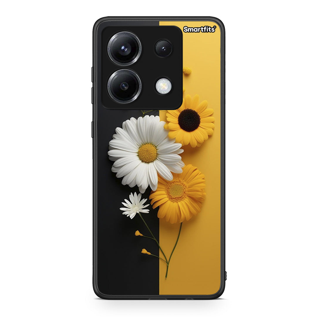 Xiaomi Poco X6 Yellow Daisies θήκη από τη Smartfits με σχέδιο στο πίσω μέρος και μαύρο περίβλημα | Smartphone case with colorful back and black bezels by Smartfits