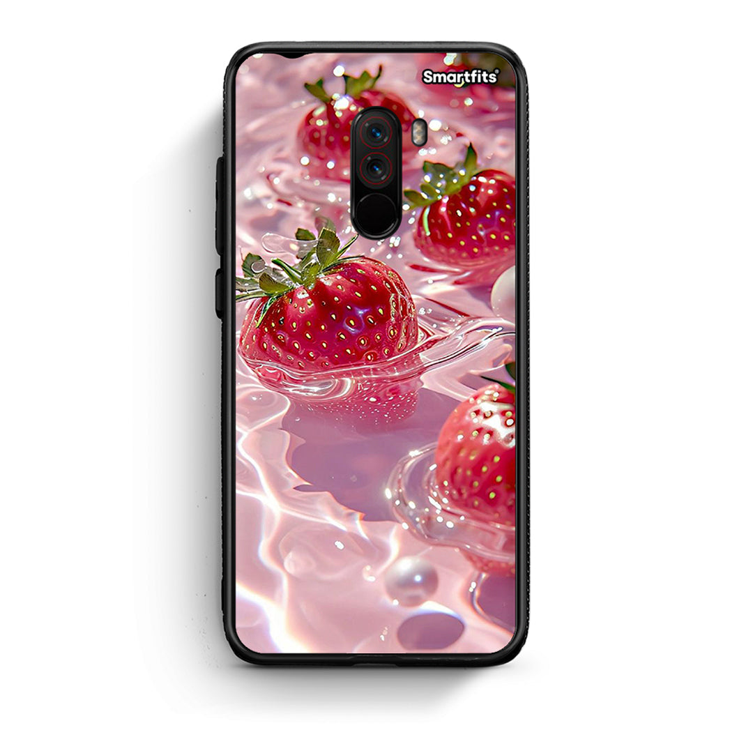 Xiaomi Pocophone F1 Juicy Strawberries θήκη από τη Smartfits με σχέδιο στο πίσω μέρος και μαύρο περίβλημα | Smartphone case with colorful back and black bezels by Smartfits
