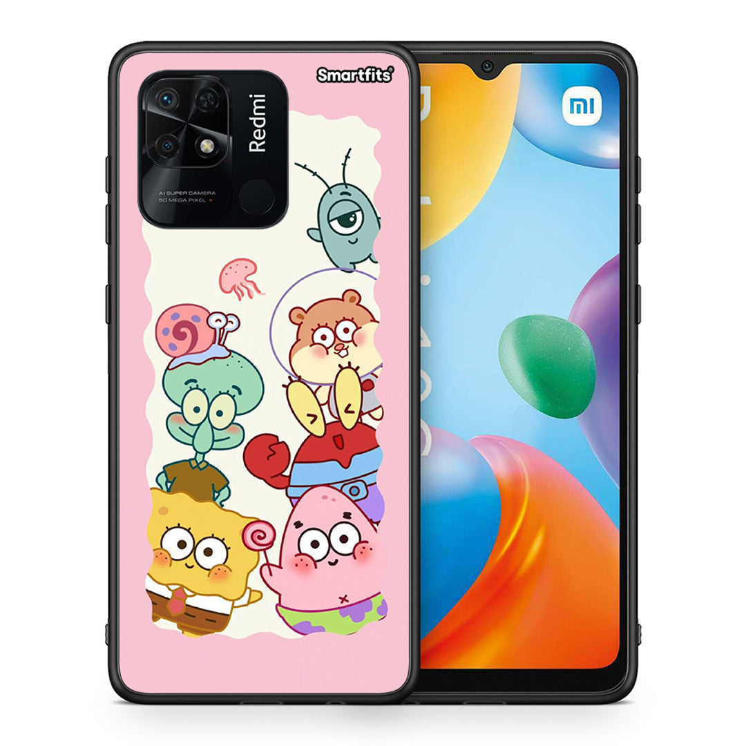 Θήκη Xiaomi Redmi 10C Cute Companion από τη Smartfits με σχέδιο στο πίσω μέρος και μαύρο περίβλημα | Xiaomi Redmi 10C Cute Companion case with colorful back and black bezels