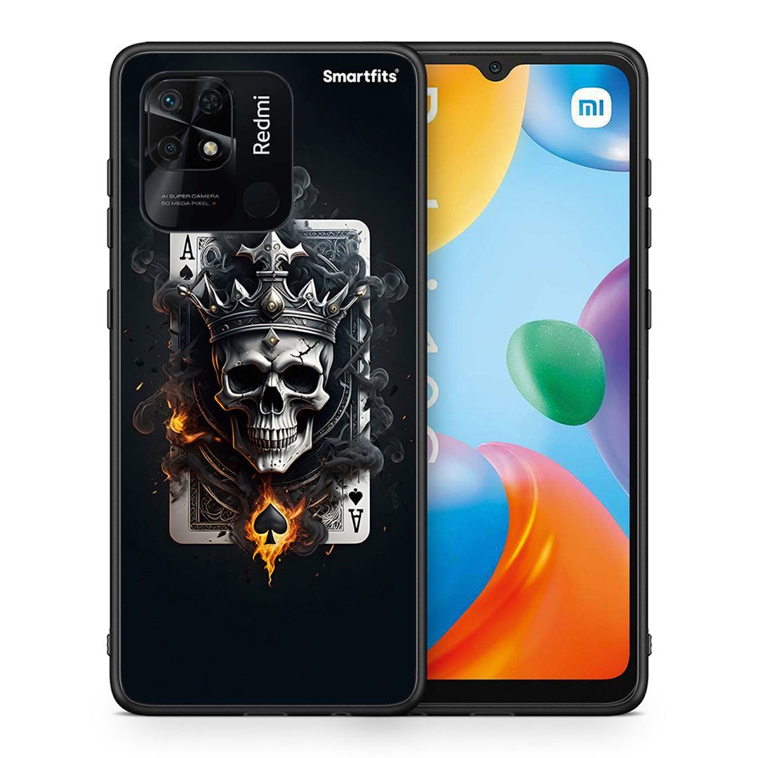 Θήκη Xiaomi Redmi 10C Skull King Ace από τη Smartfits με σχέδιο στο πίσω μέρος και μαύρο περίβλημα | Xiaomi Redmi 10C Skull King Ace case with colorful back and black bezels