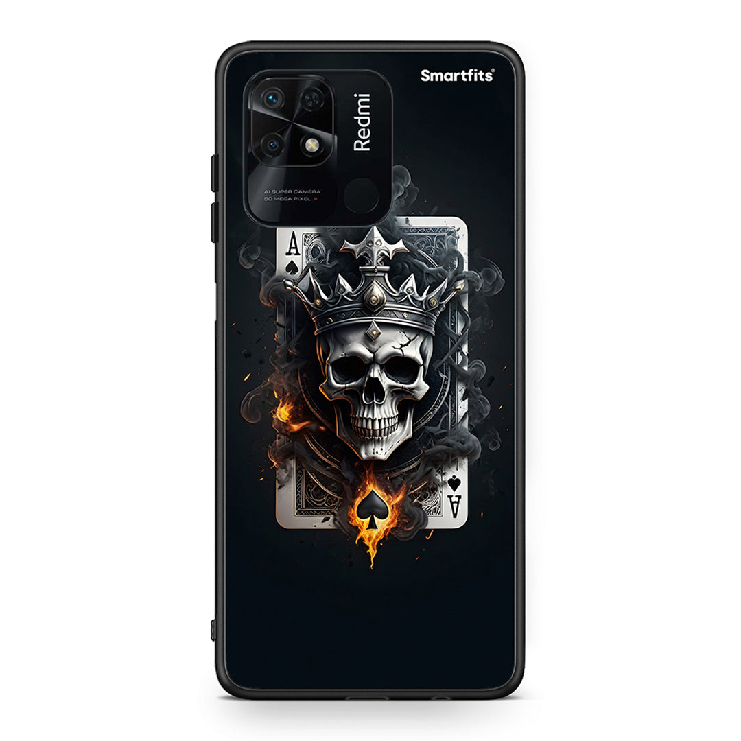 Xiaomi Redmi 10C Skull King Ace θήκη από τη Smartfits με σχέδιο στο πίσω μέρος και μαύρο περίβλημα | Smartphone case with colorful back and black bezels by Smartfits