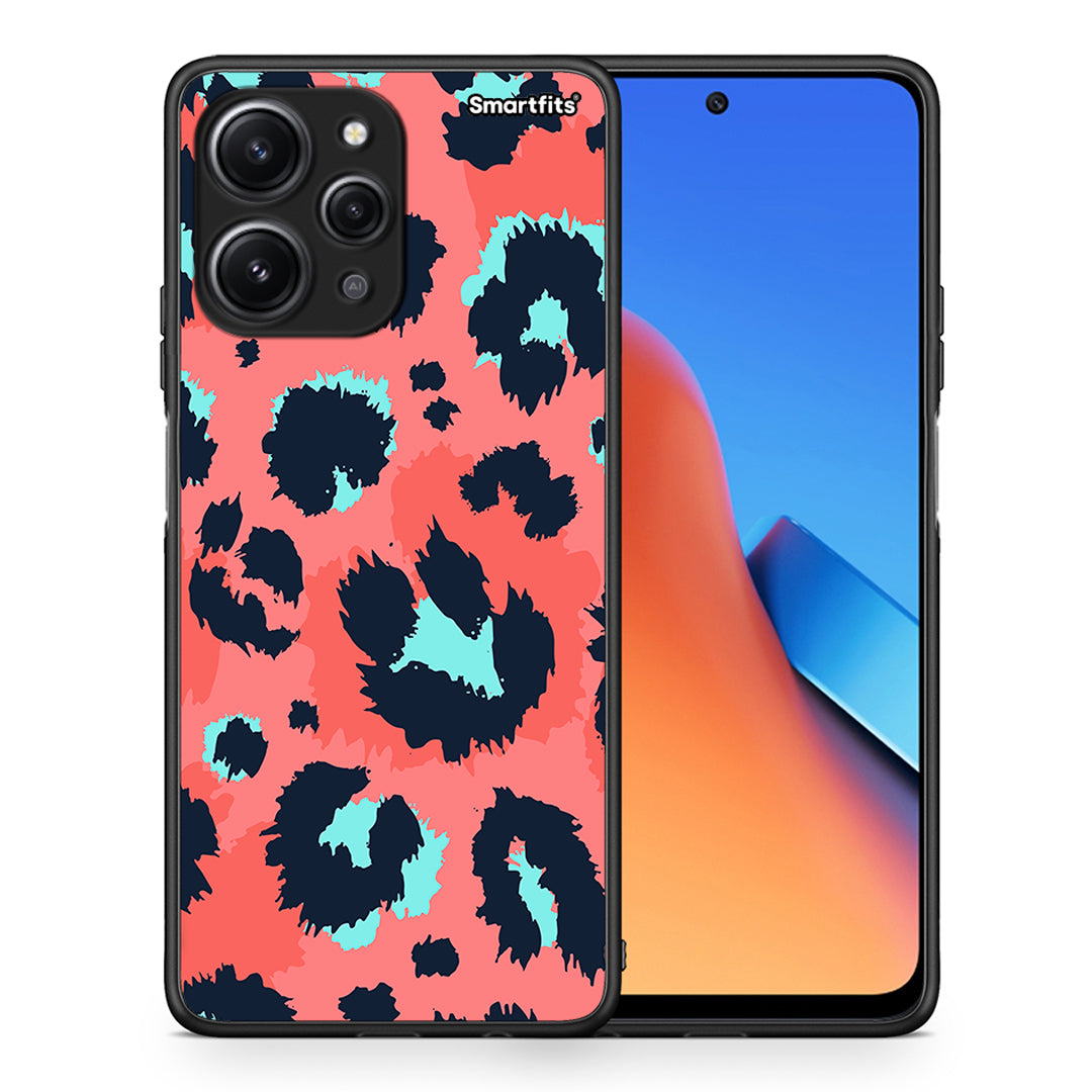 Θήκη Xiaomi Redmi 12 4G Pink Leopard Animal από τη Smartfits με σχέδιο στο πίσω μέρος και μαύρο περίβλημα | Xiaomi Redmi 12 4G Pink Leopard Animal case with colorful back and black bezels