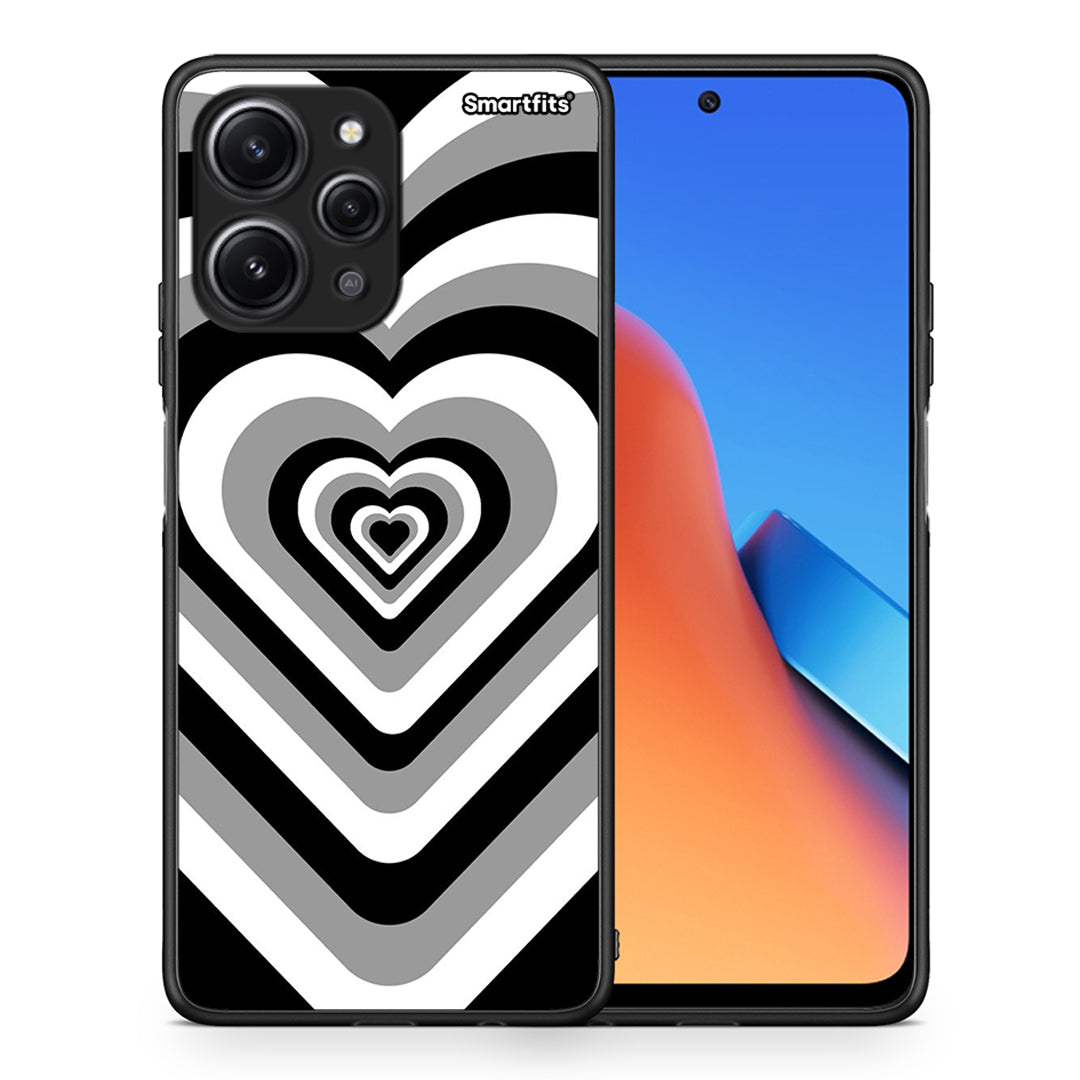 Θήκη Xiaomi Redmi 12 4G Black Hearts από τη Smartfits με σχέδιο στο πίσω μέρος και μαύρο περίβλημα | Xiaomi Redmi 12 4G Black Hearts case with colorful back and black bezels