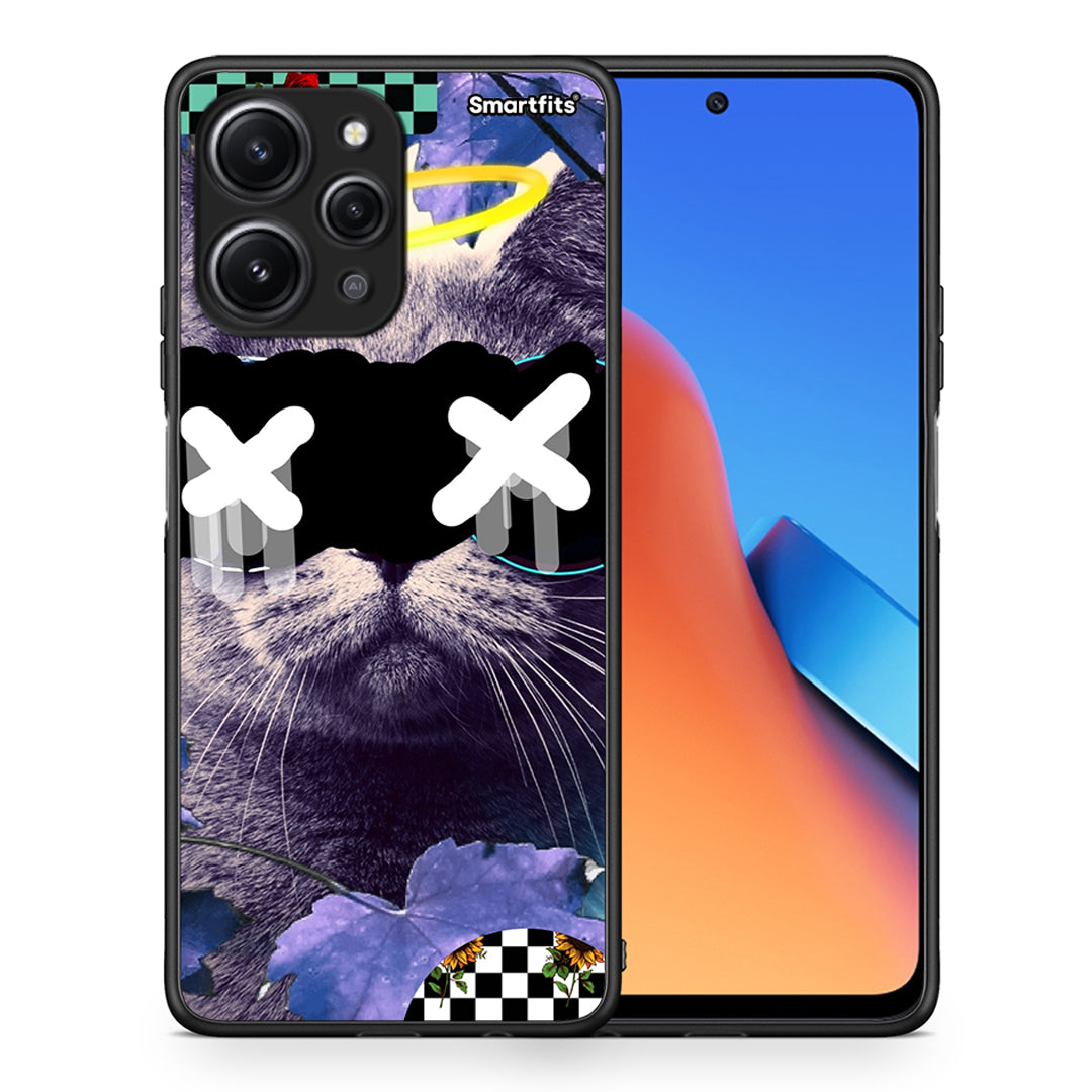 Θήκη Xiaomi Redmi 12 4G Cat Collage από τη Smartfits με σχέδιο στο πίσω μέρος και μαύρο περίβλημα | Xiaomi Redmi 12 4G Cat Collage case with colorful back and black bezels