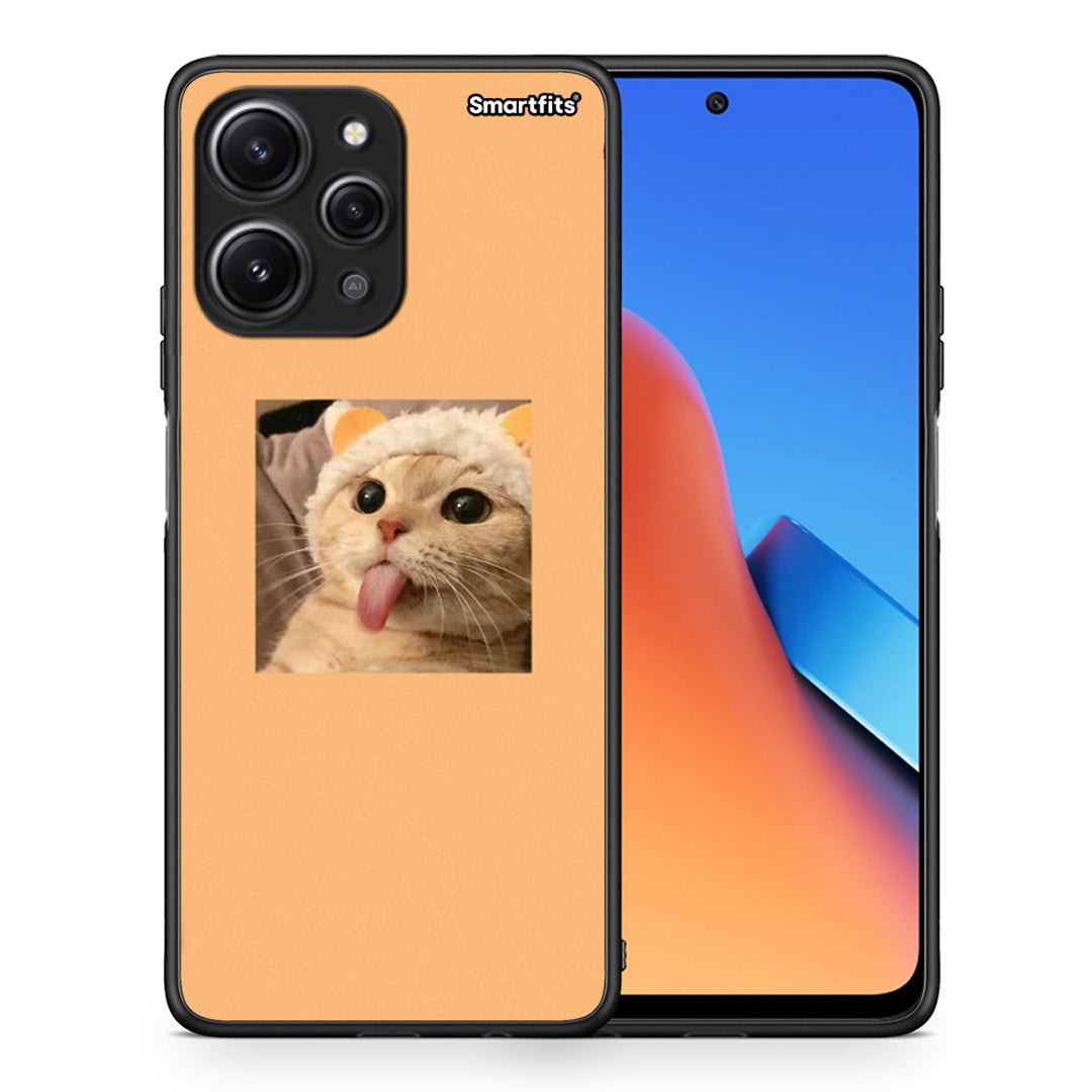 Θήκη Xiaomi Redmi 12 4G Cat Tongue από τη Smartfits με σχέδιο στο πίσω μέρος και μαύρο περίβλημα | Xiaomi Redmi 12 4G Cat Tongue case with colorful back and black bezels