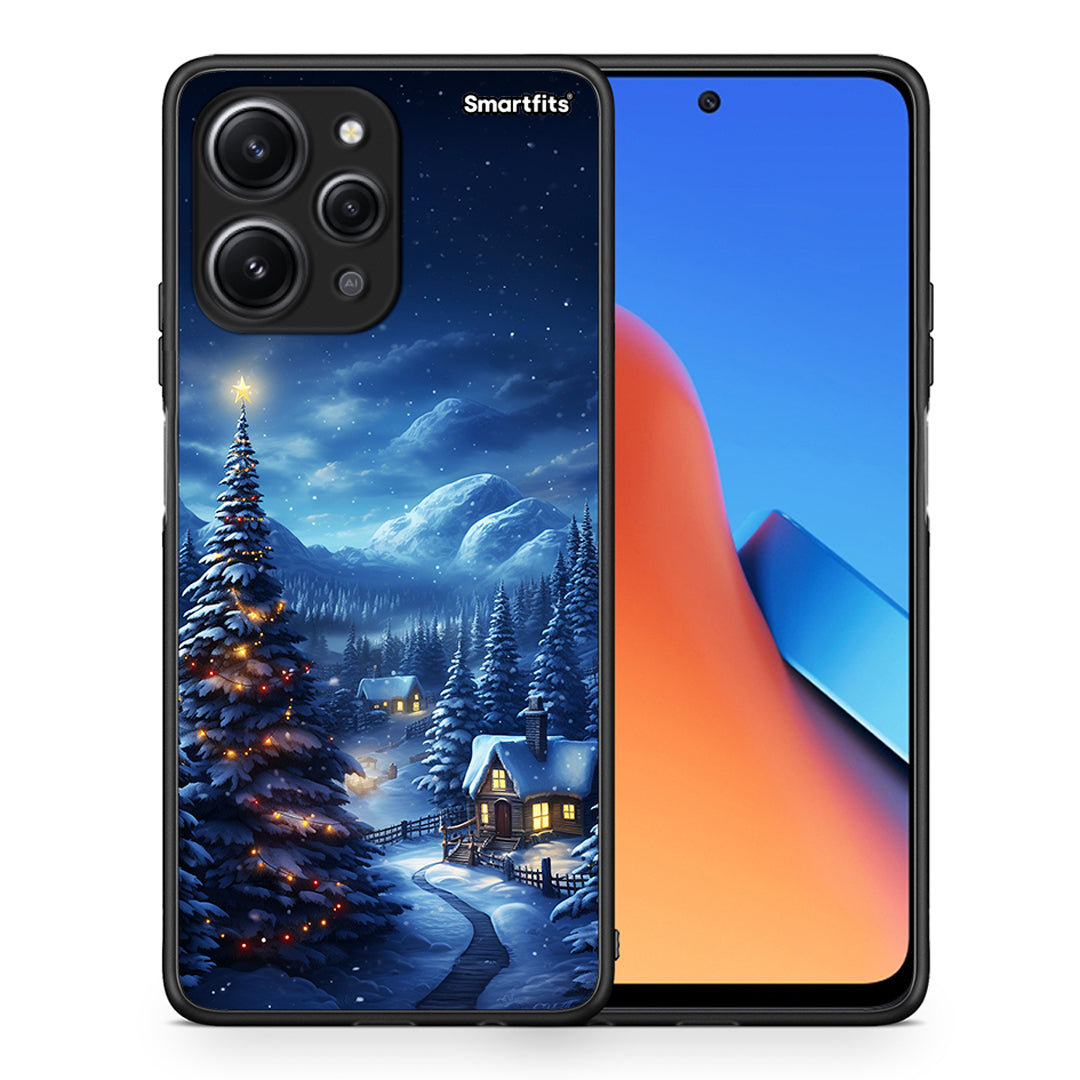 Θήκη Xiaomi Redmi 12 4G Christmas Scenery από τη Smartfits με σχέδιο στο πίσω μέρος και μαύρο περίβλημα | Xiaomi Redmi 12 4G Christmas Scenery case with colorful back and black bezels