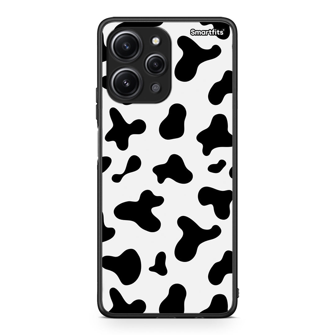 Xiaomi Redmi 12 4G Cow Print θήκη από τη Smartfits με σχέδιο στο πίσω μέρος και μαύρο περίβλημα | Smartphone case with colorful back and black bezels by Smartfits