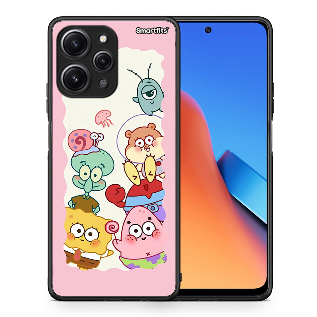 Θήκη Xiaomi Redmi 12 4G Cute Companion από τη Smartfits με σχέδιο στο πίσω μέρος και μαύρο περίβλημα | Xiaomi Redmi 12 4G Cute Companion case with colorful back and black bezels