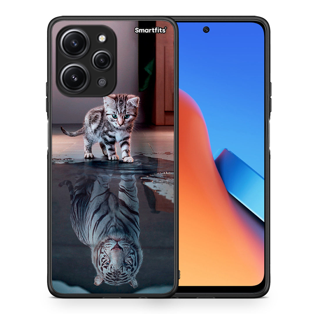 Θήκη Xiaomi Redmi 12 4G Tiger Cute από τη Smartfits με σχέδιο στο πίσω μέρος και μαύρο περίβλημα | Xiaomi Redmi 12 4G Tiger Cute case with colorful back and black bezels