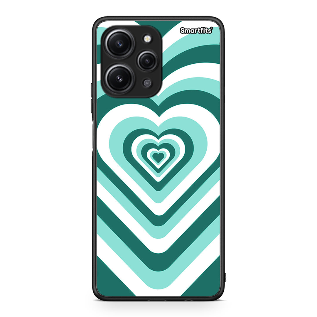 Xiaomi Redmi 12 4G Green Hearts θήκη από τη Smartfits με σχέδιο στο πίσω μέρος και μαύρο περίβλημα | Smartphone case with colorful back and black bezels by Smartfits