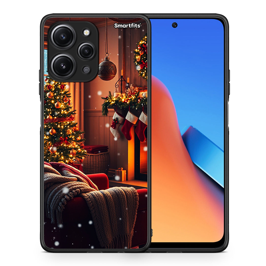 Θήκη Xiaomi Redmi 12 4G Home For Christmas από τη Smartfits με σχέδιο στο πίσω μέρος και μαύρο περίβλημα | Xiaomi Redmi 12 4G Home For Christmas case with colorful back and black bezels