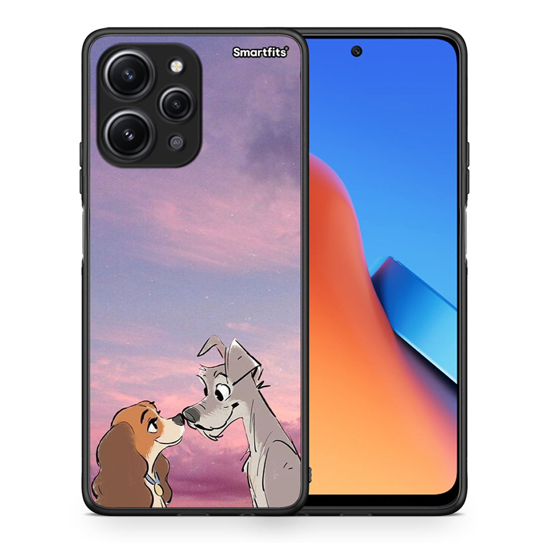 Θήκη Xiaomi Redmi 12 4G Lady And Tramp από τη Smartfits με σχέδιο στο πίσω μέρος και μαύρο περίβλημα | Xiaomi Redmi 12 4G Lady And Tramp case with colorful back and black bezels