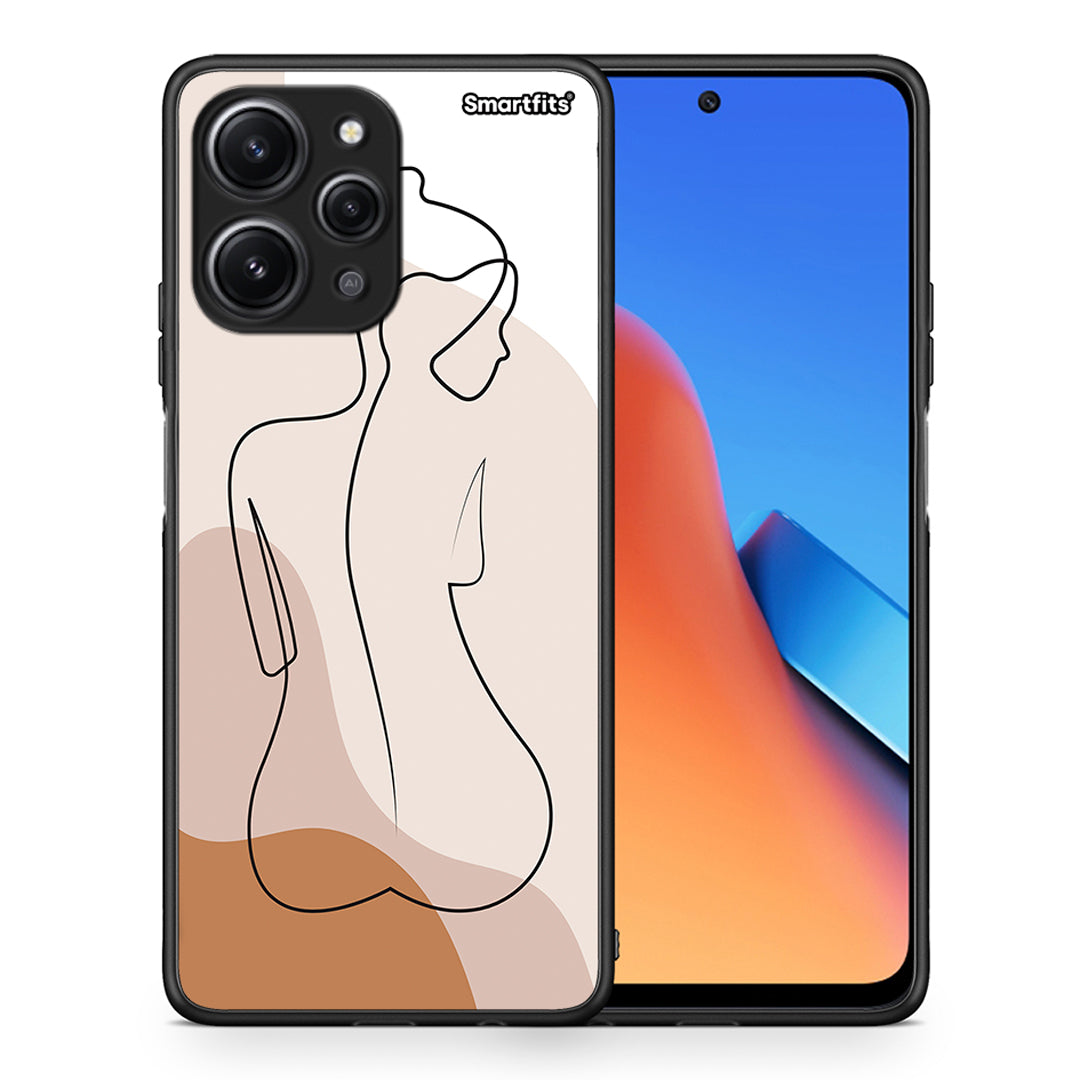 Θήκη Xiaomi Redmi 12 4G LineArt Woman από τη Smartfits με σχέδιο στο πίσω μέρος και μαύρο περίβλημα | Xiaomi Redmi 12 4G LineArt Woman case with colorful back and black bezels