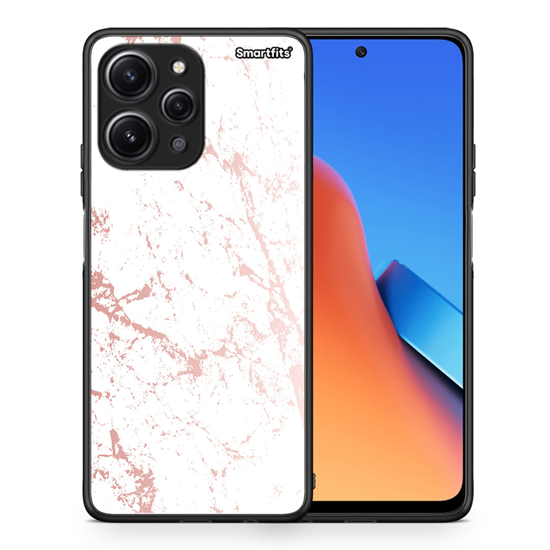 Θήκη Xiaomi Redmi 12 4G Pink Splash Marble από τη Smartfits με σχέδιο στο πίσω μέρος και μαύρο περίβλημα | Xiaomi Redmi 12 4G Pink Splash Marble case with colorful back and black bezels