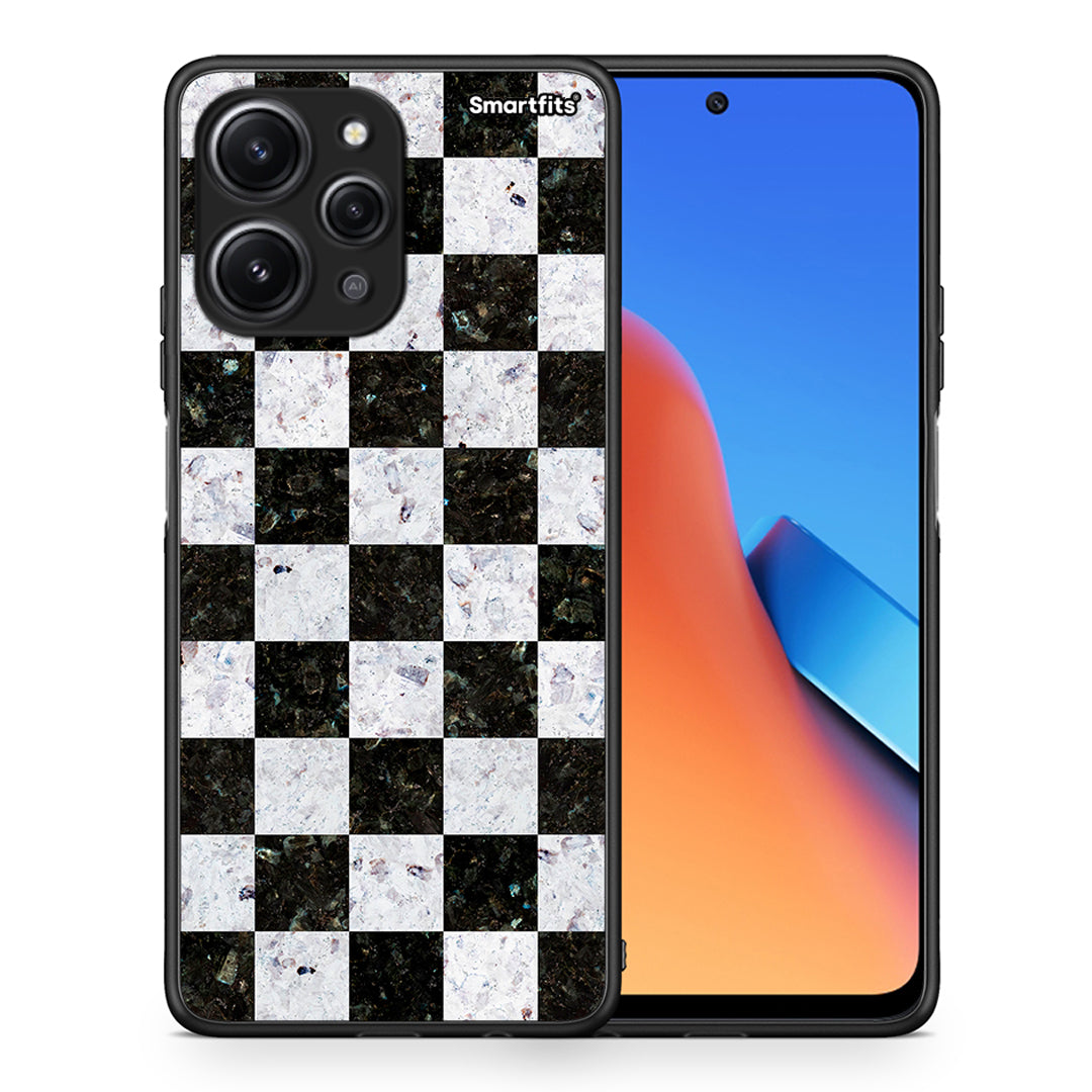 Θήκη Xiaomi Redmi 12 4G Square Geometric Marble από τη Smartfits με σχέδιο στο πίσω μέρος και μαύρο περίβλημα | Xiaomi Redmi 12 4G Square Geometric Marble case with colorful back and black bezels