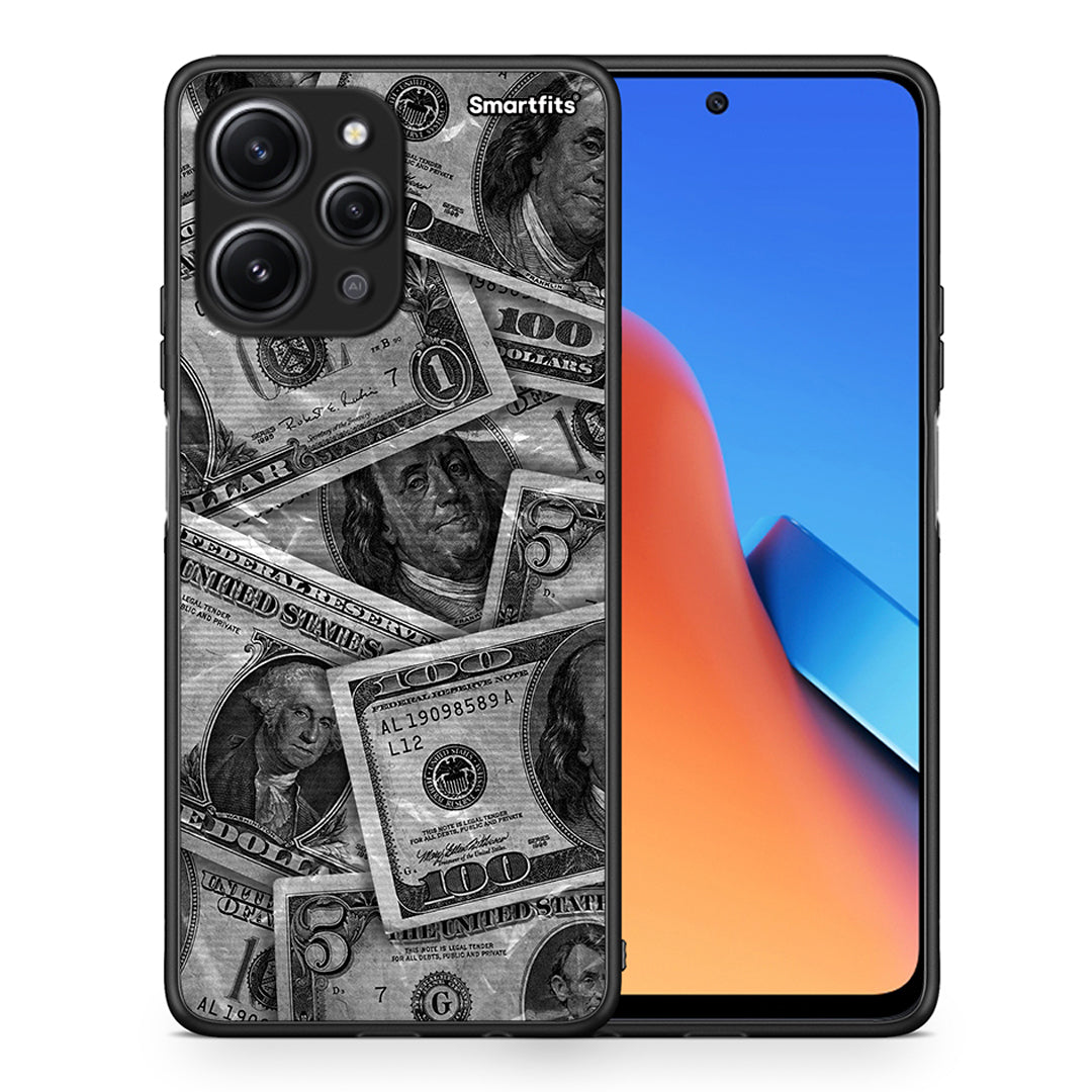 Θήκη Xiaomi Redmi 12 4G Money Dollars από τη Smartfits με σχέδιο στο πίσω μέρος και μαύρο περίβλημα | Xiaomi Redmi 12 4G Money Dollars case with colorful back and black bezels